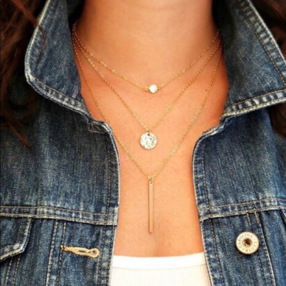 Jewelry - LAST ONE🎀 HP Gold layered diamond bar necklace